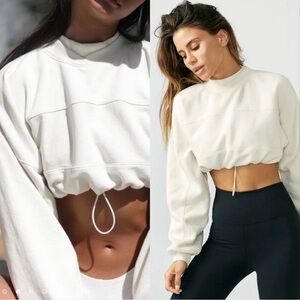JOAH BROWN DRAW CORD CROP CREW